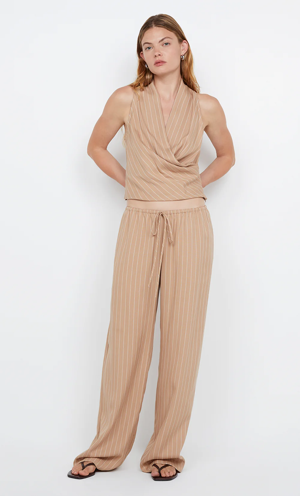 ALMERIA WRAP TOP - CAMEL STRIPE - Image 4
