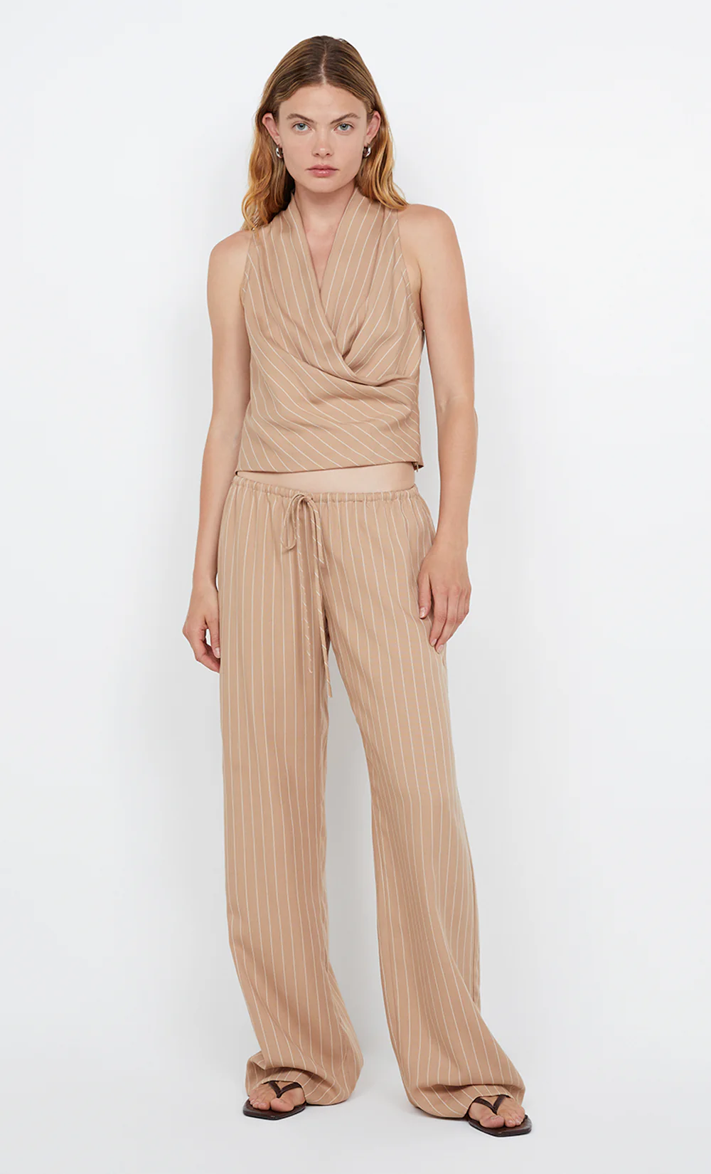 ALMERIA WRAP TOP - CAMEL STRIPE - Image 5
