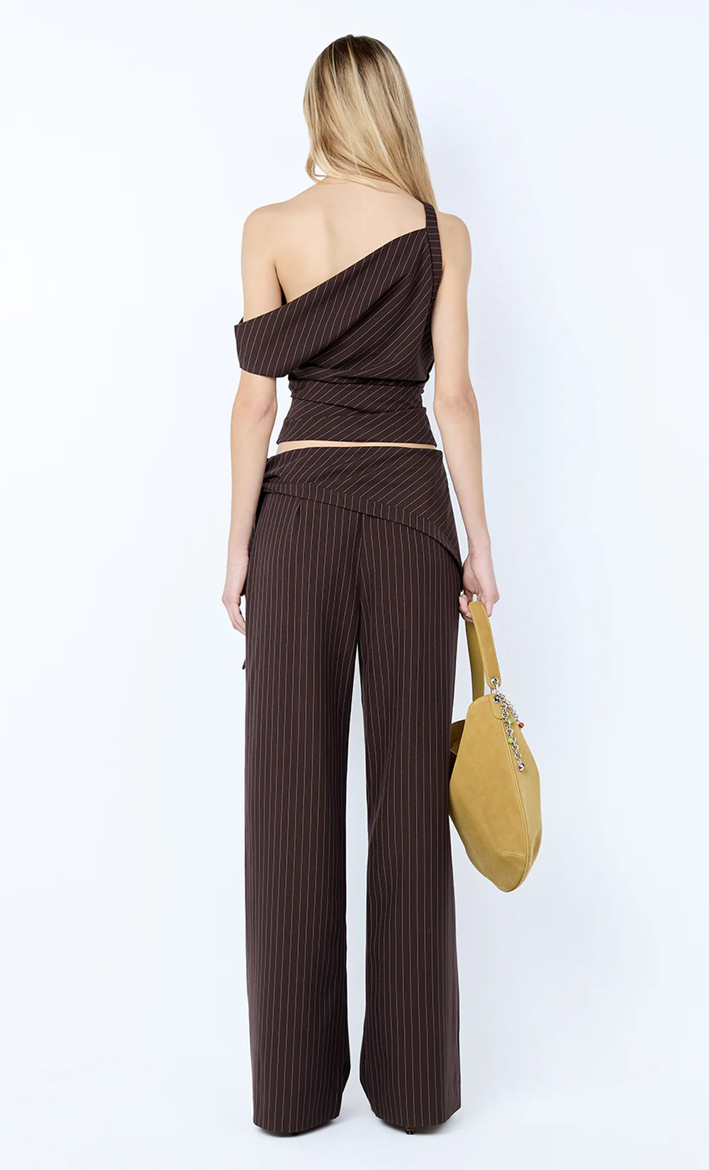 ANDRE ASYM TOP - CHOC PINSTRIPE - Image 5