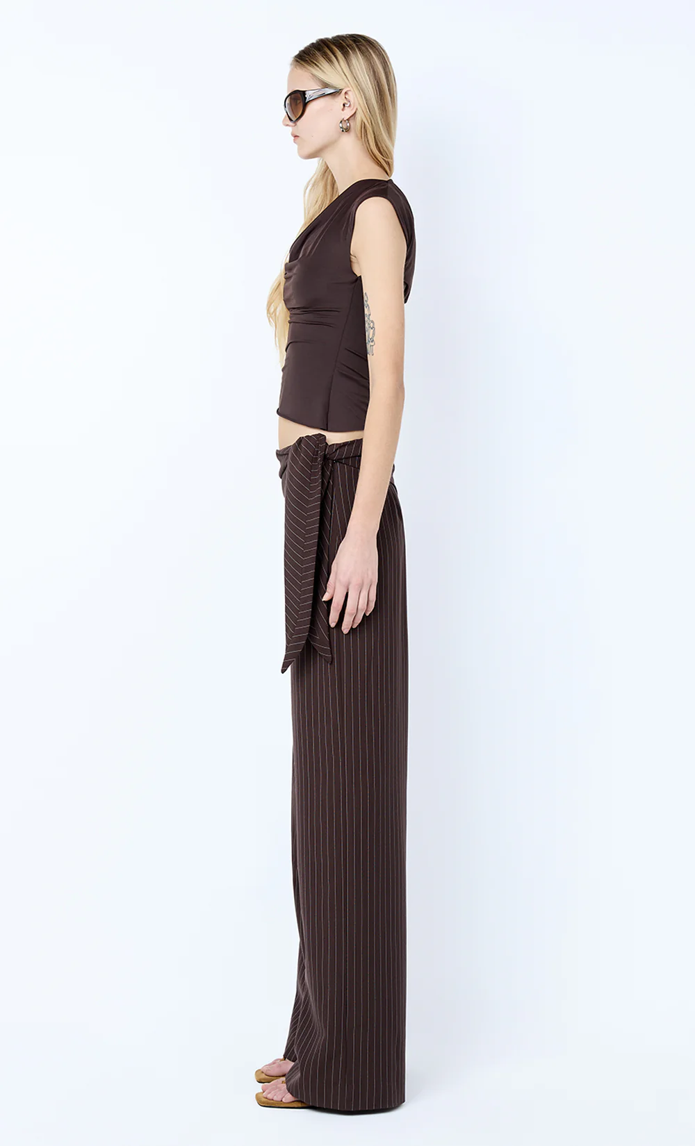 ANDRE OVERLAY PANT - CHOC PINSTRIPE - Image 3
