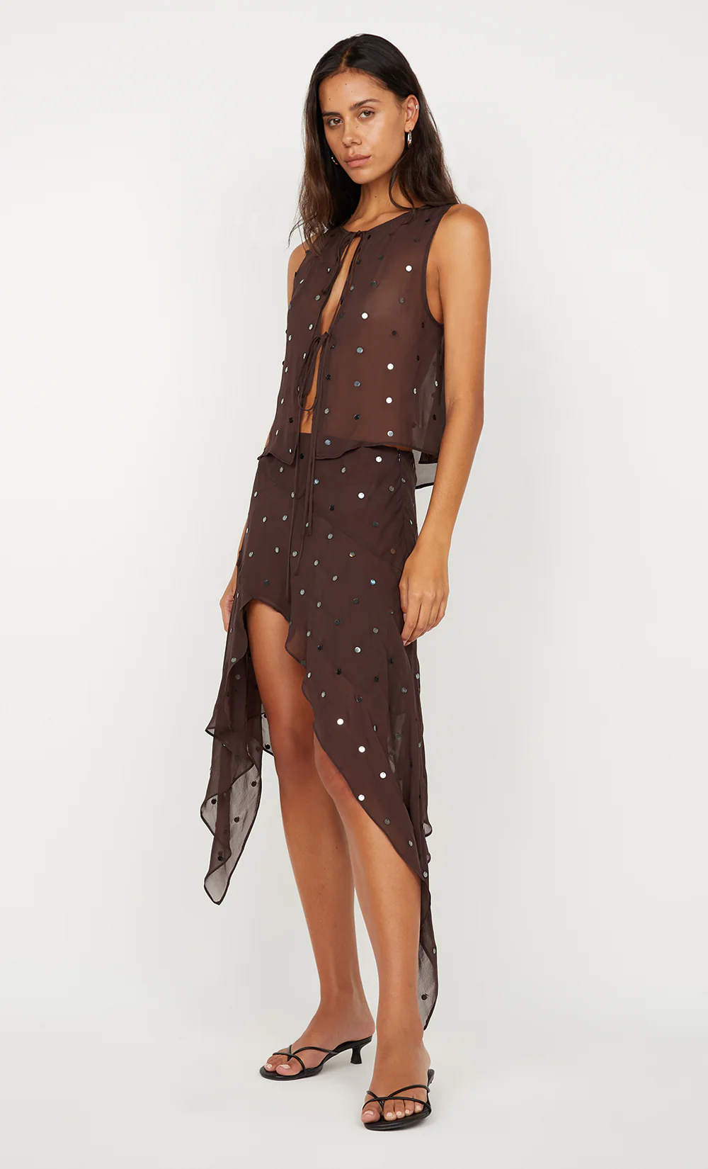 ARIELLE SHELL TOP - DARK CHOCOLATE - Image 4