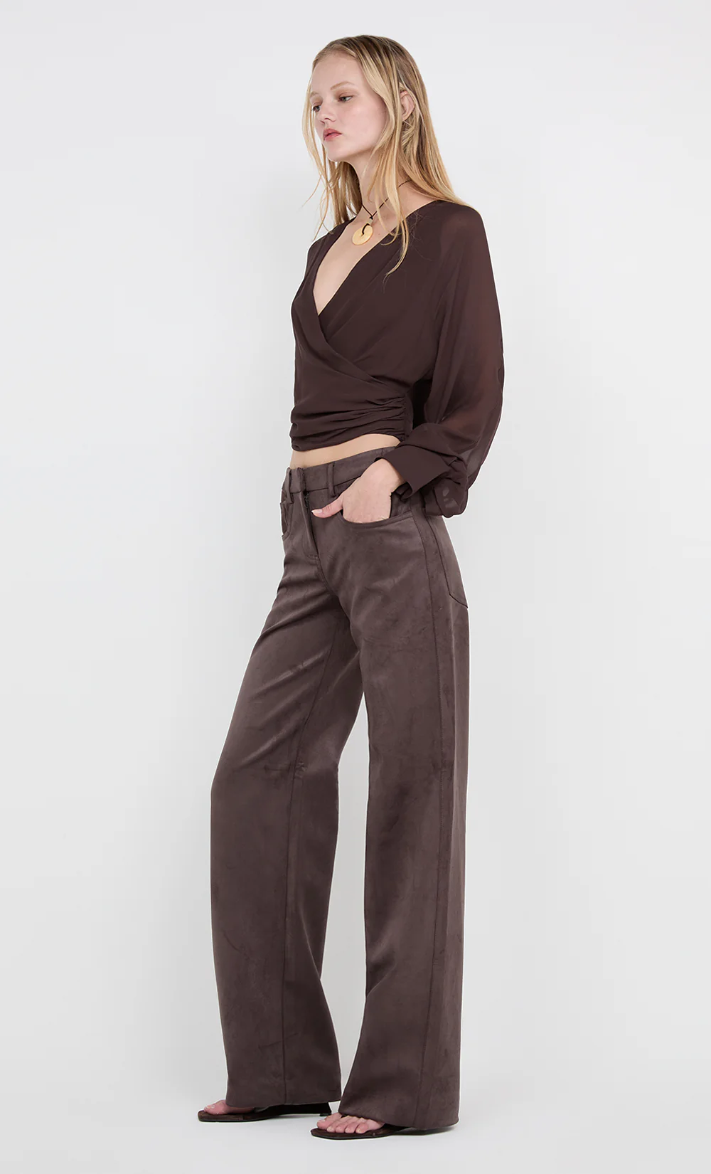 AURELIA WRAP TOP - DARK CHOCOLATE - Image 3