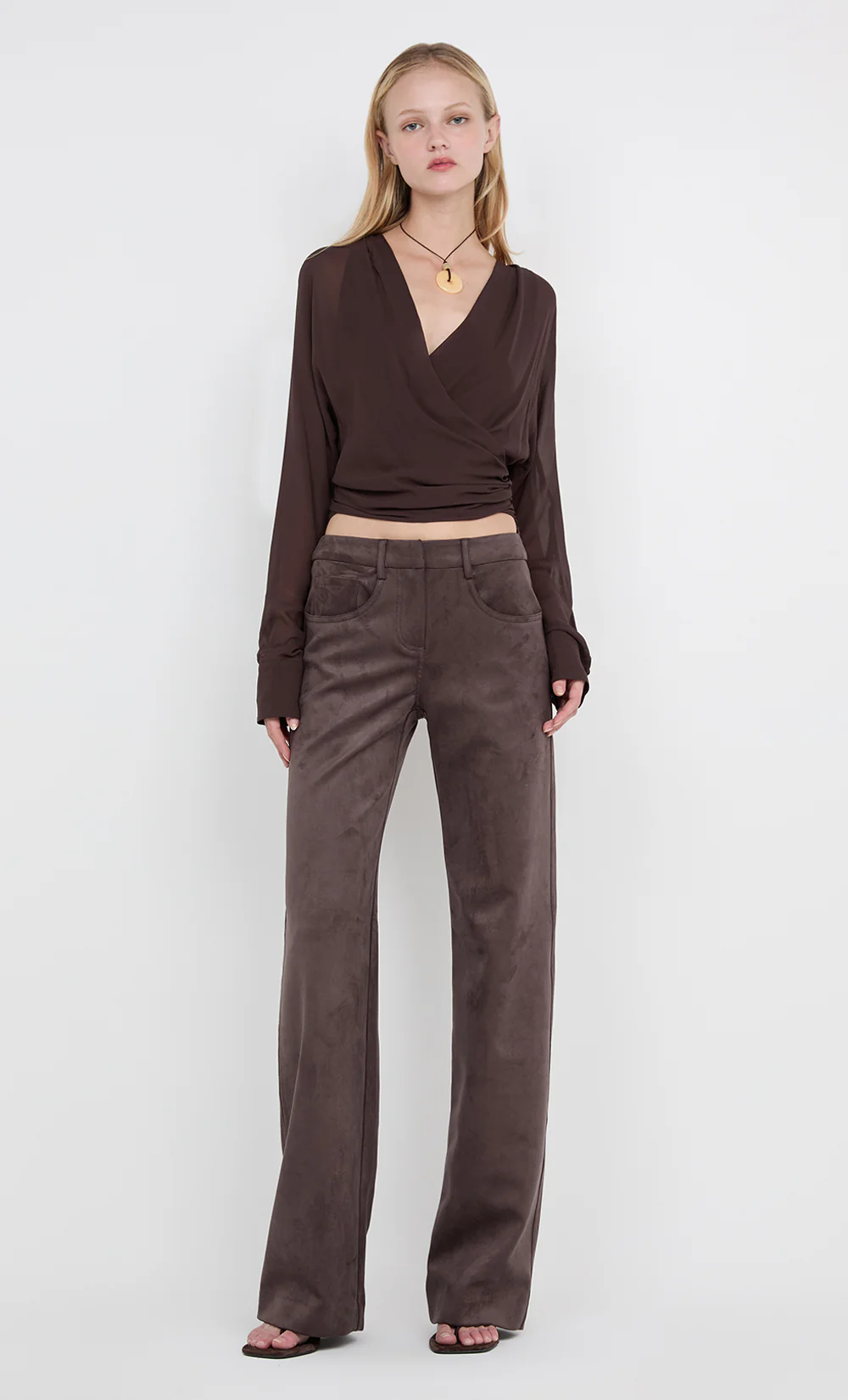 AURELIA WRAP TOP - DARK CHOCOLATE - Image 5