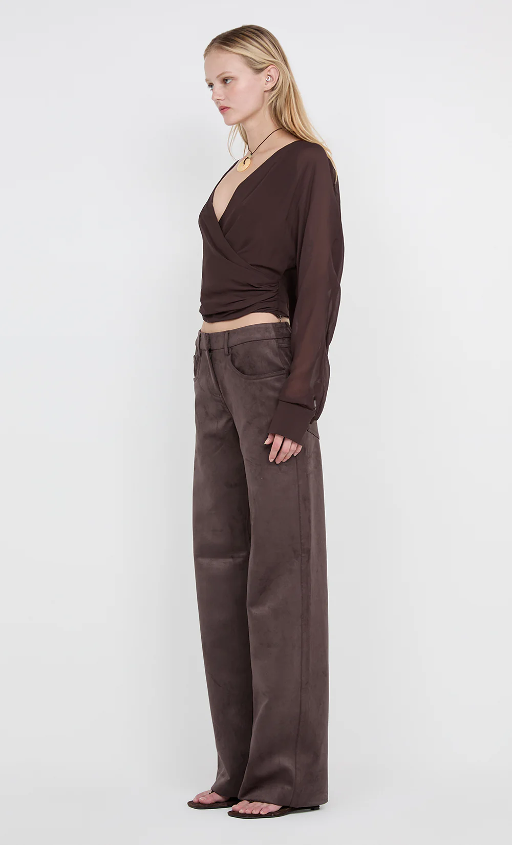 AURELIA WRAP TOP - DARK CHOCOLATE - Image 6