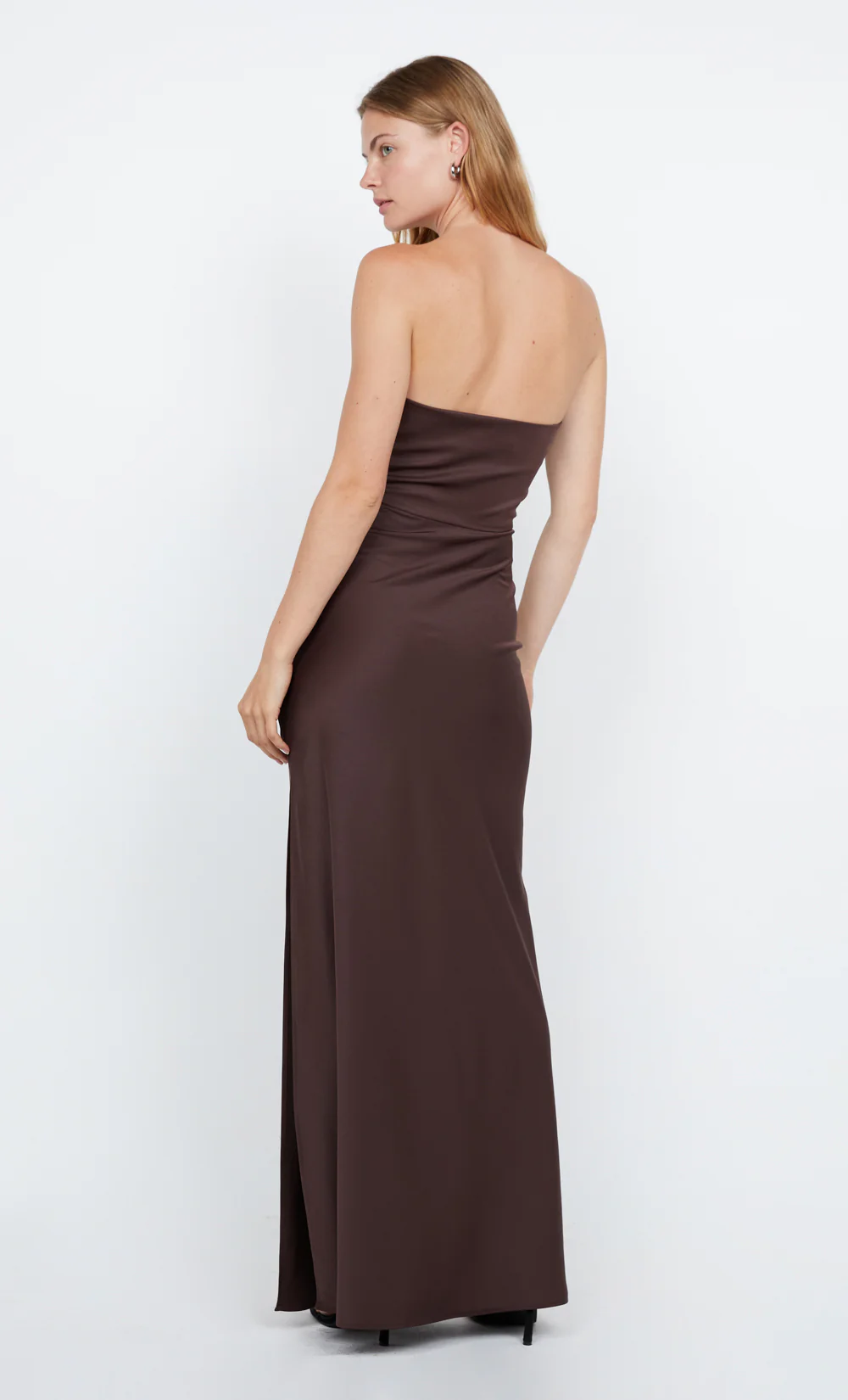 ETERNITY STRAPLESS MAXI DRESS - DARK CHOCOLATE - Image 3