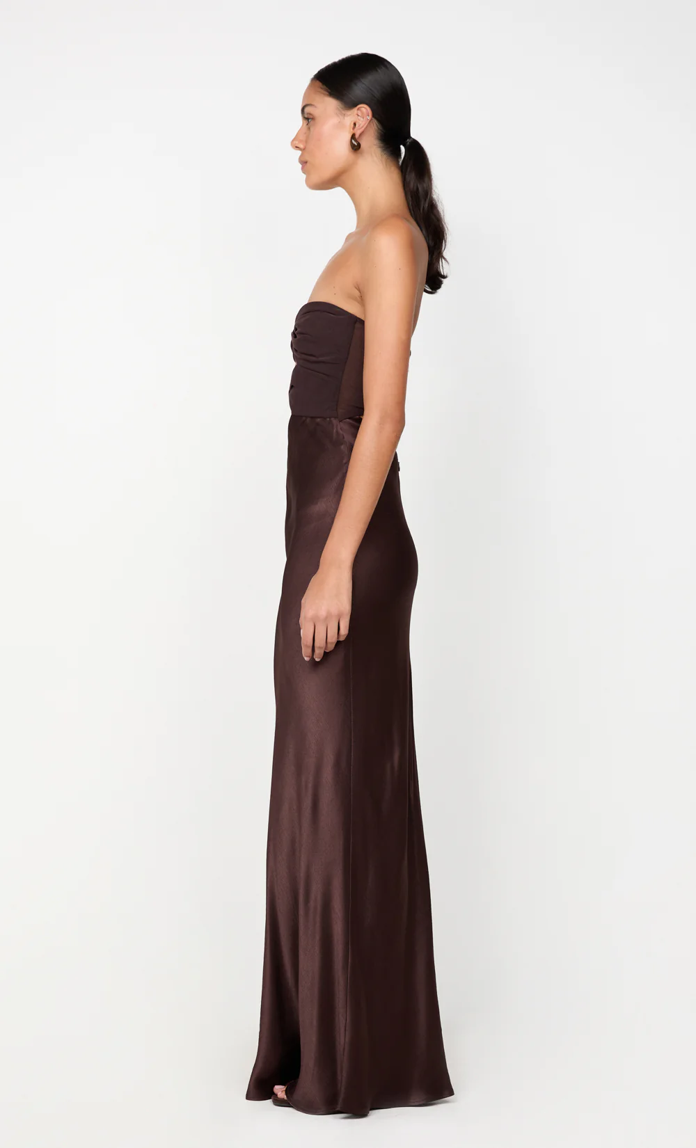 HALLE STRAPLESS DRESS - CHOCOLATE - Image 4