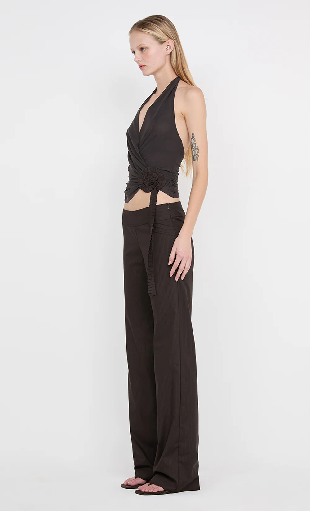 INGRID SPIRAL HALTER TOP - CHOC PINSTIPE - Image 6