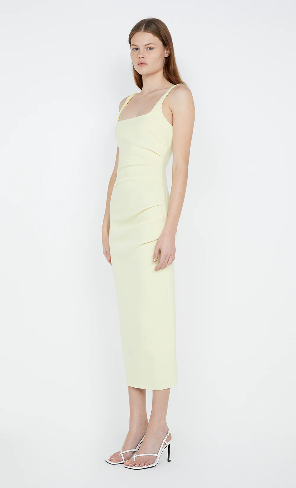 KARINA TUCK MIDI DRESS - LEMON - Image 4