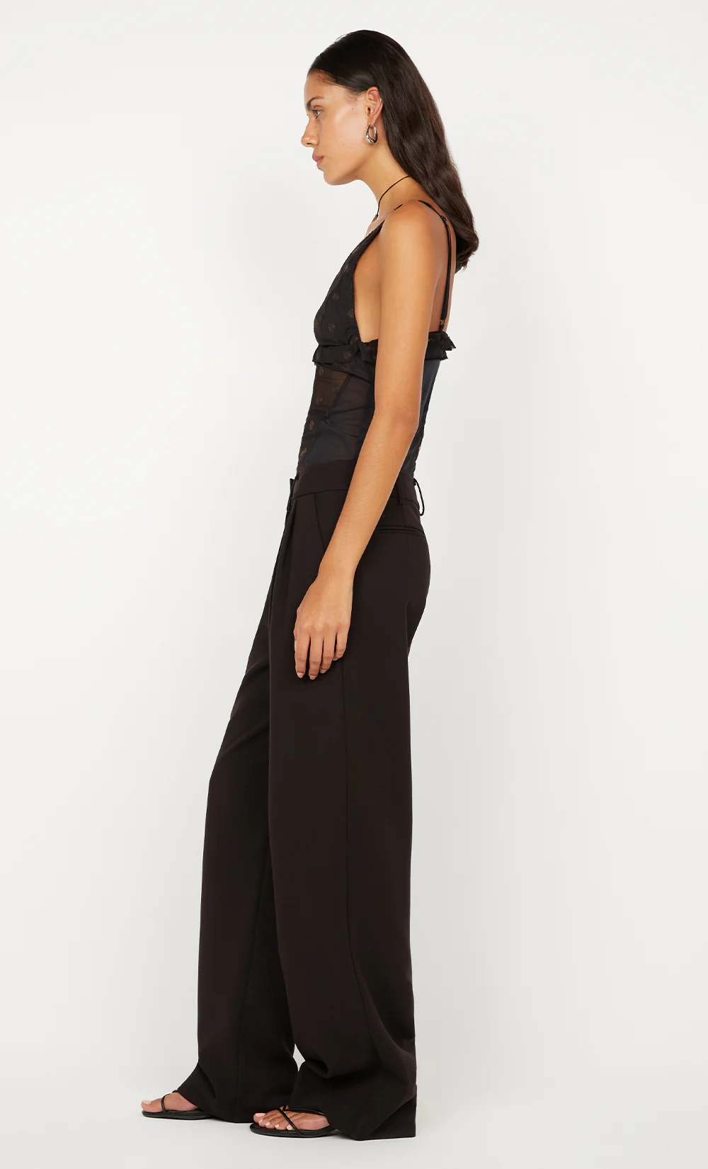 KARLA V NECK TOP - BLACK/CHOC SPOT - Image 6