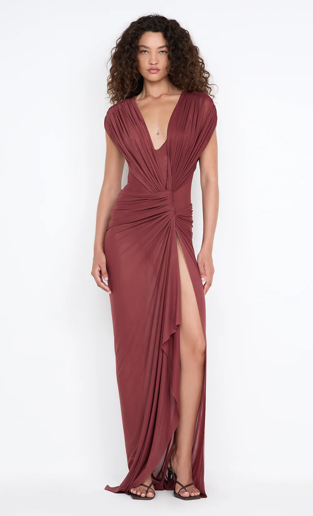 LEIA DRAPE MAXI DRESS - RUST - Image 4