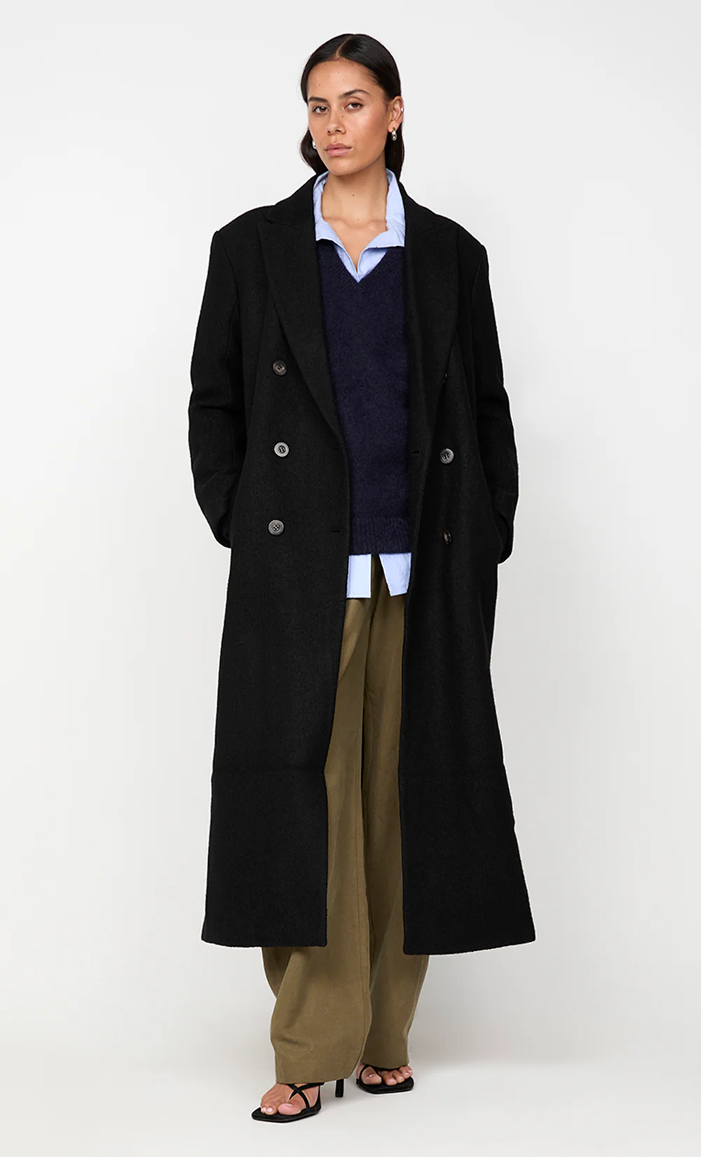 MINA SHORT BELTED COAT - BLACK - Image 5