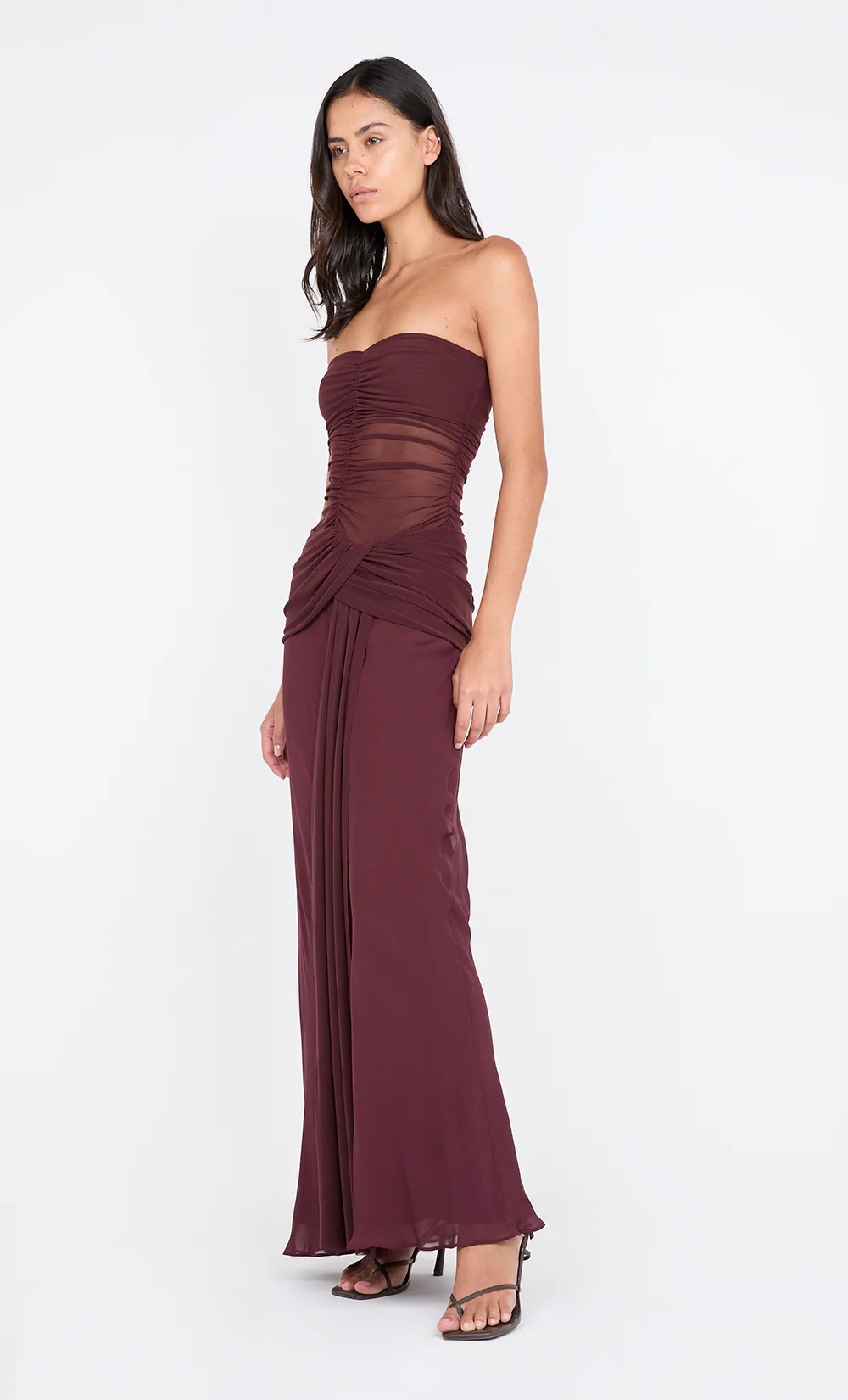 NOEMI STRAPLESS DRESS - PLUM - Image 3