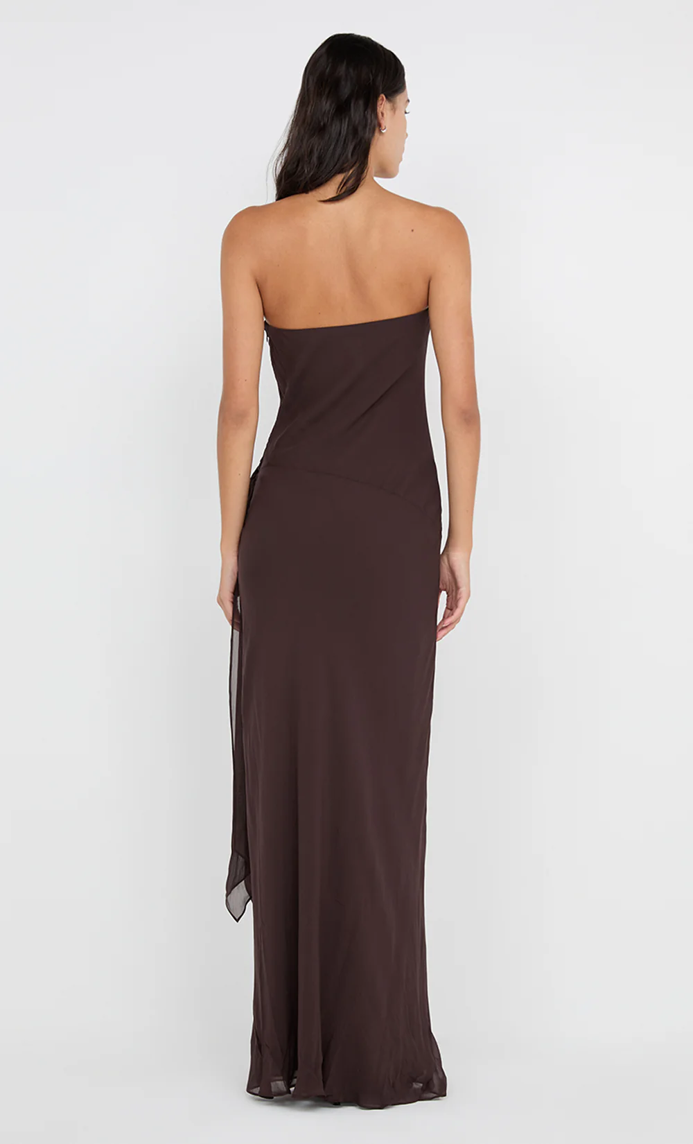 SONEVA STRAPLESS MAXI DRESS - DARK CHOCOLATE - Image 4