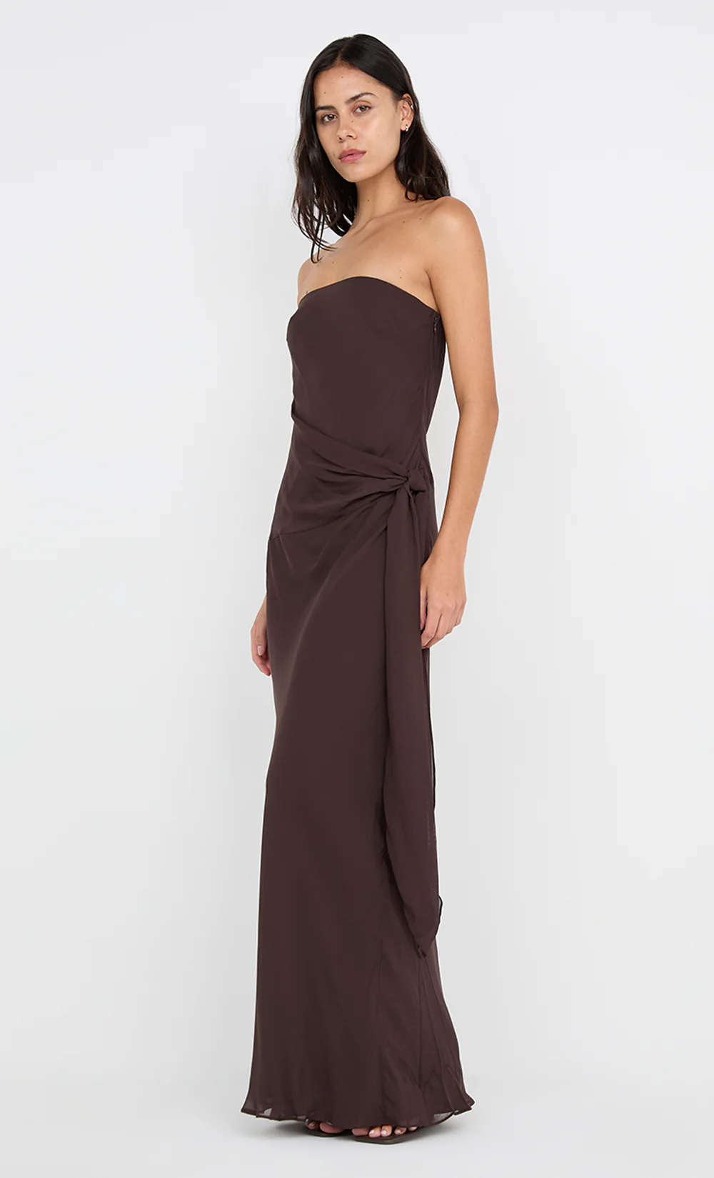 SONEVA STRAPLESS MAXI DRESS - DARK CHOCOLATE - Image 5