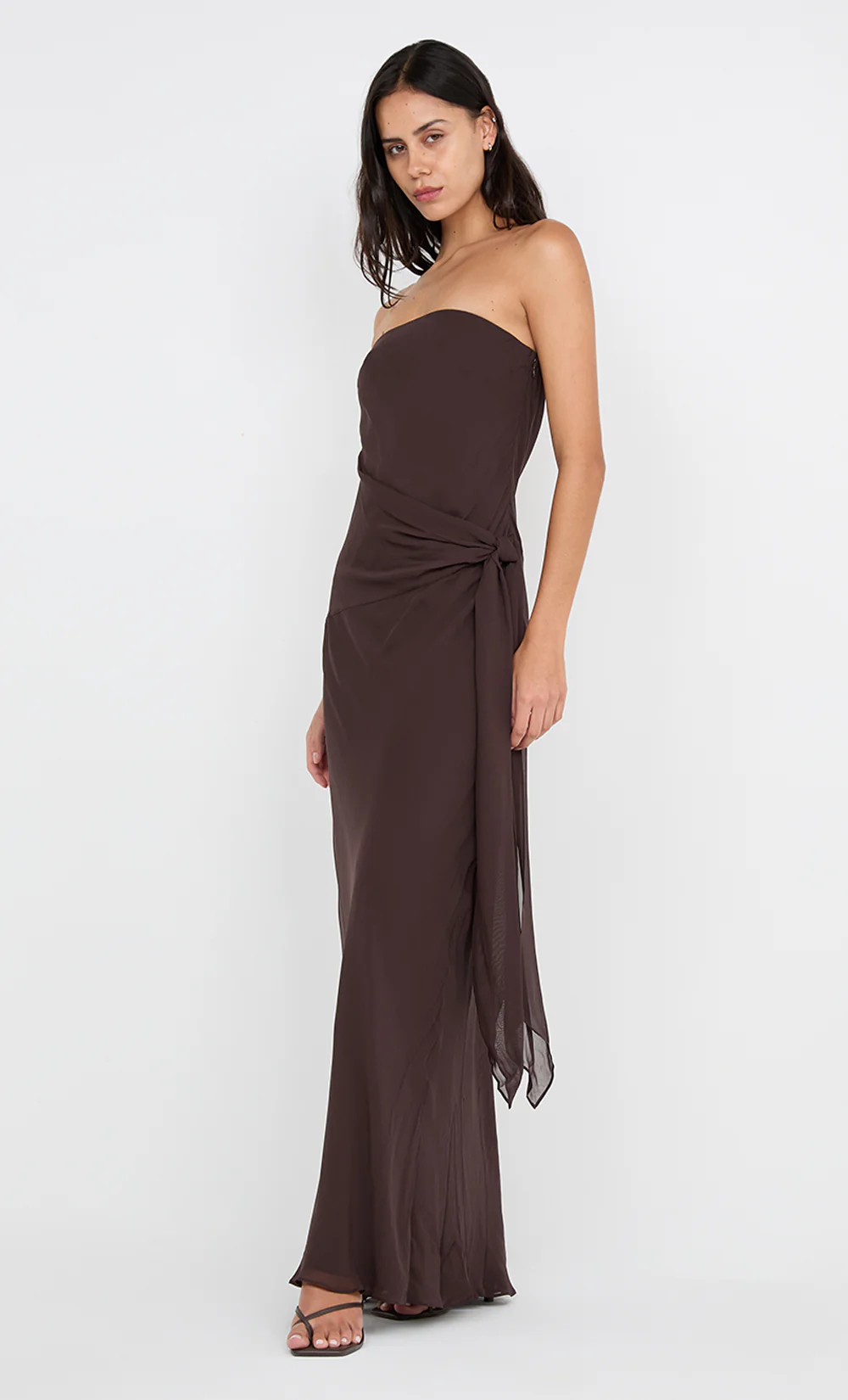 SONEVA STRAPLESS MAXI DRESS - DARK CHOCOLATE - Image 6
