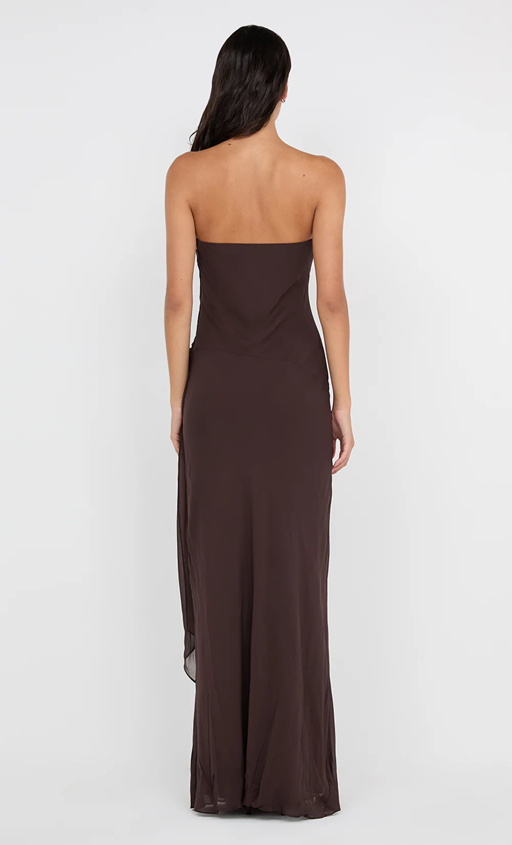 SONEVA STRAPLESS MAXI DRESS - DARK CHOCOLATE - Image 8