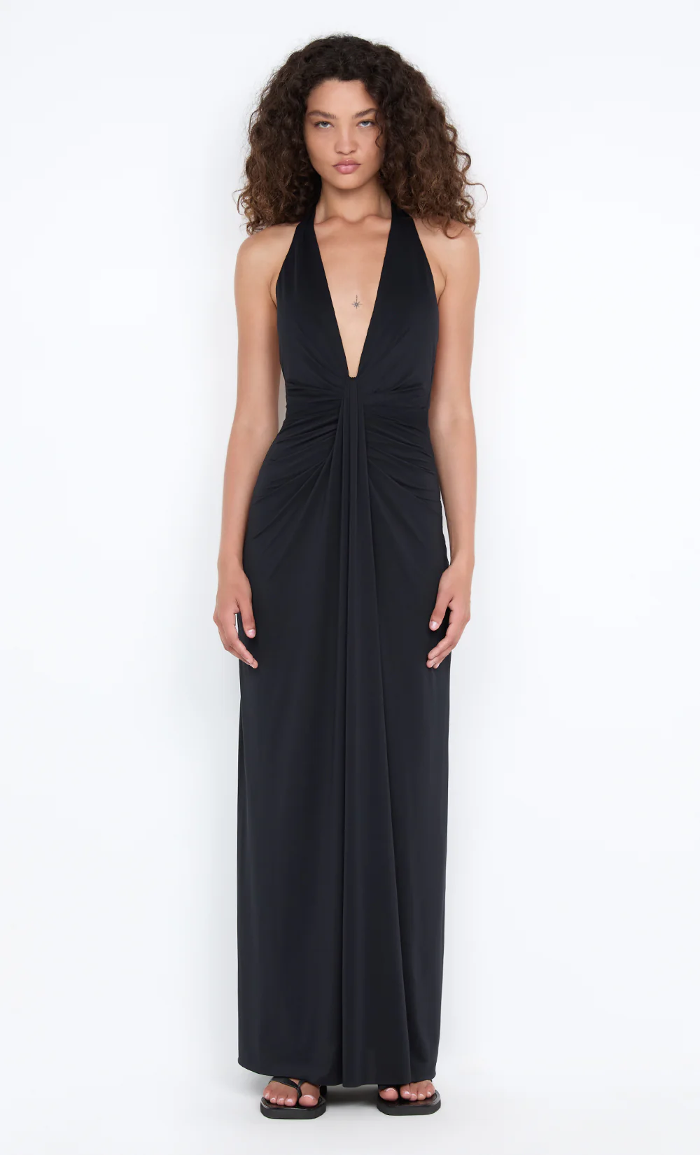 TILLIE DRAPE MAXI DRESS - BLACK - Image 3