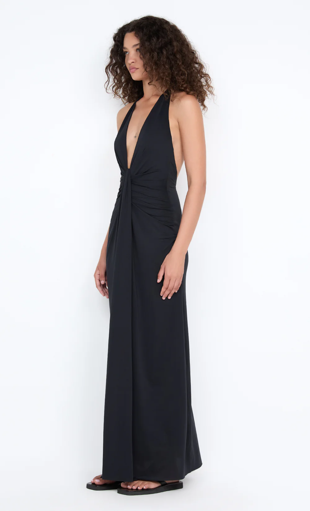 TILLIE DRAPE MAXI DRESS - BLACK - Image 4