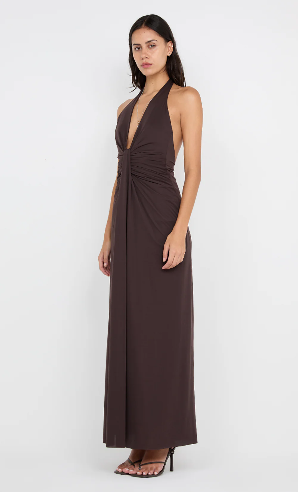 TILLIE DRAPE MAXI DRESS - DARK CHOCOLATE - Image 3