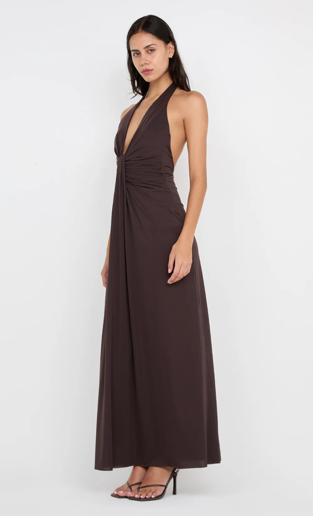 TILLIE DRAPE MAXI DRESS - DARK CHOCOLATE - Image 4