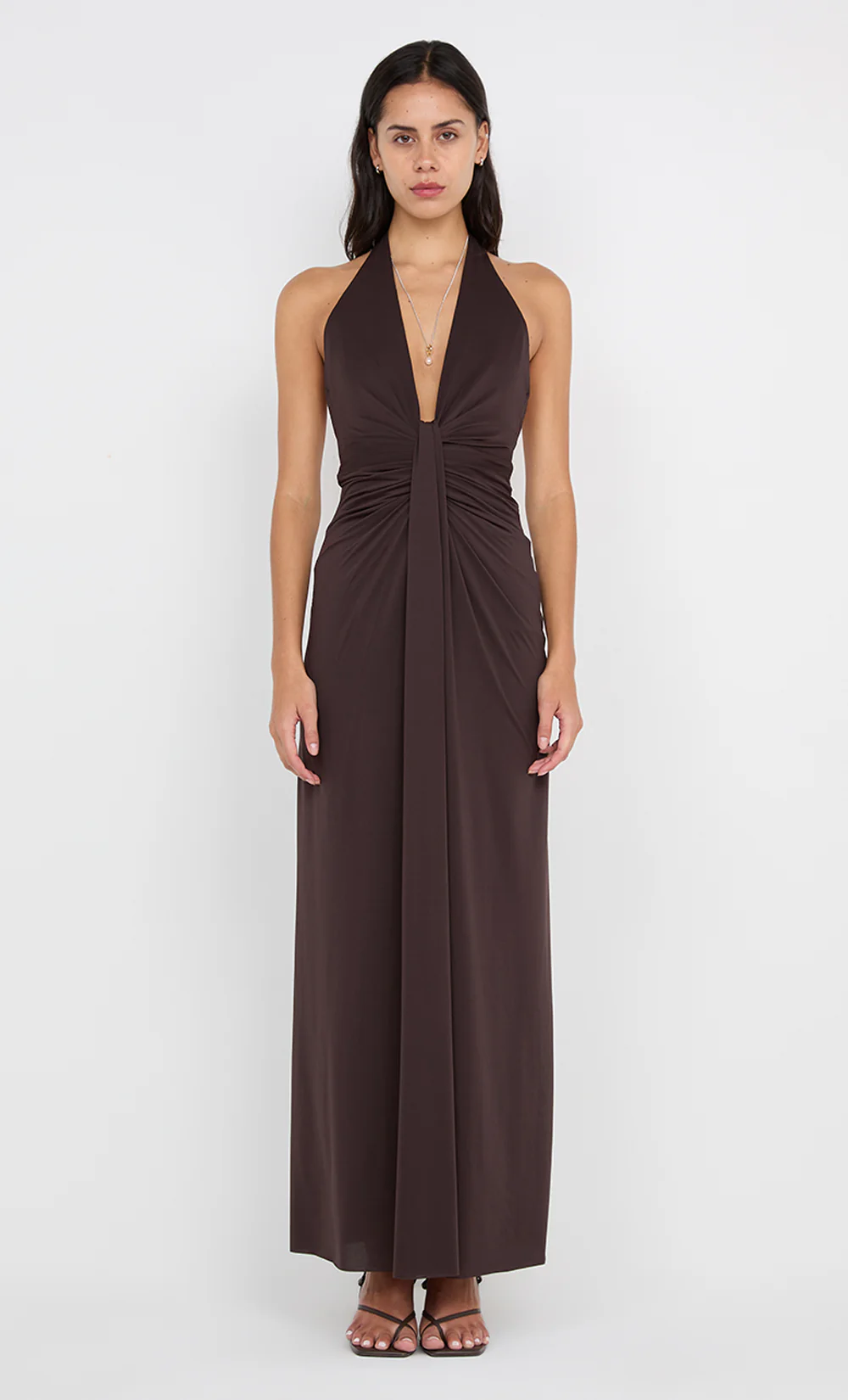 TILLIE DRAPE MAXI DRESS - DARK CHOCOLATE - Image 5